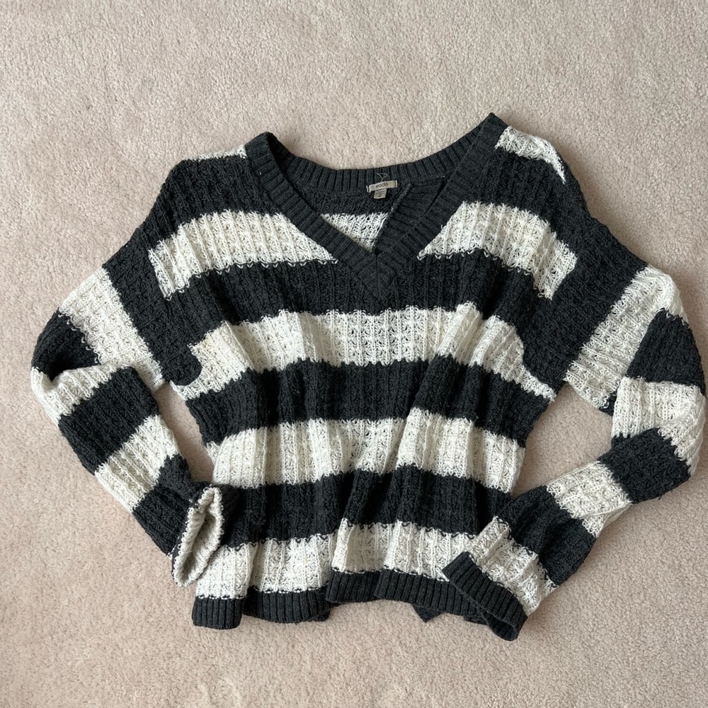 Striped open back sweater